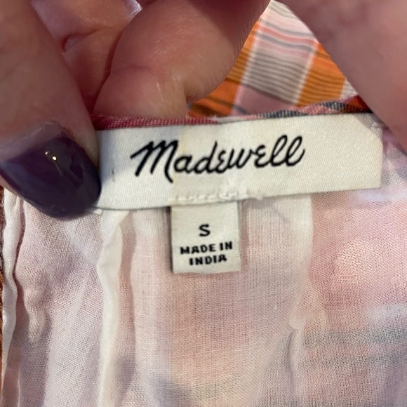 Madewell Plaid Ruffle Sleeve Popover Mini Dress - Picture 10 of 10